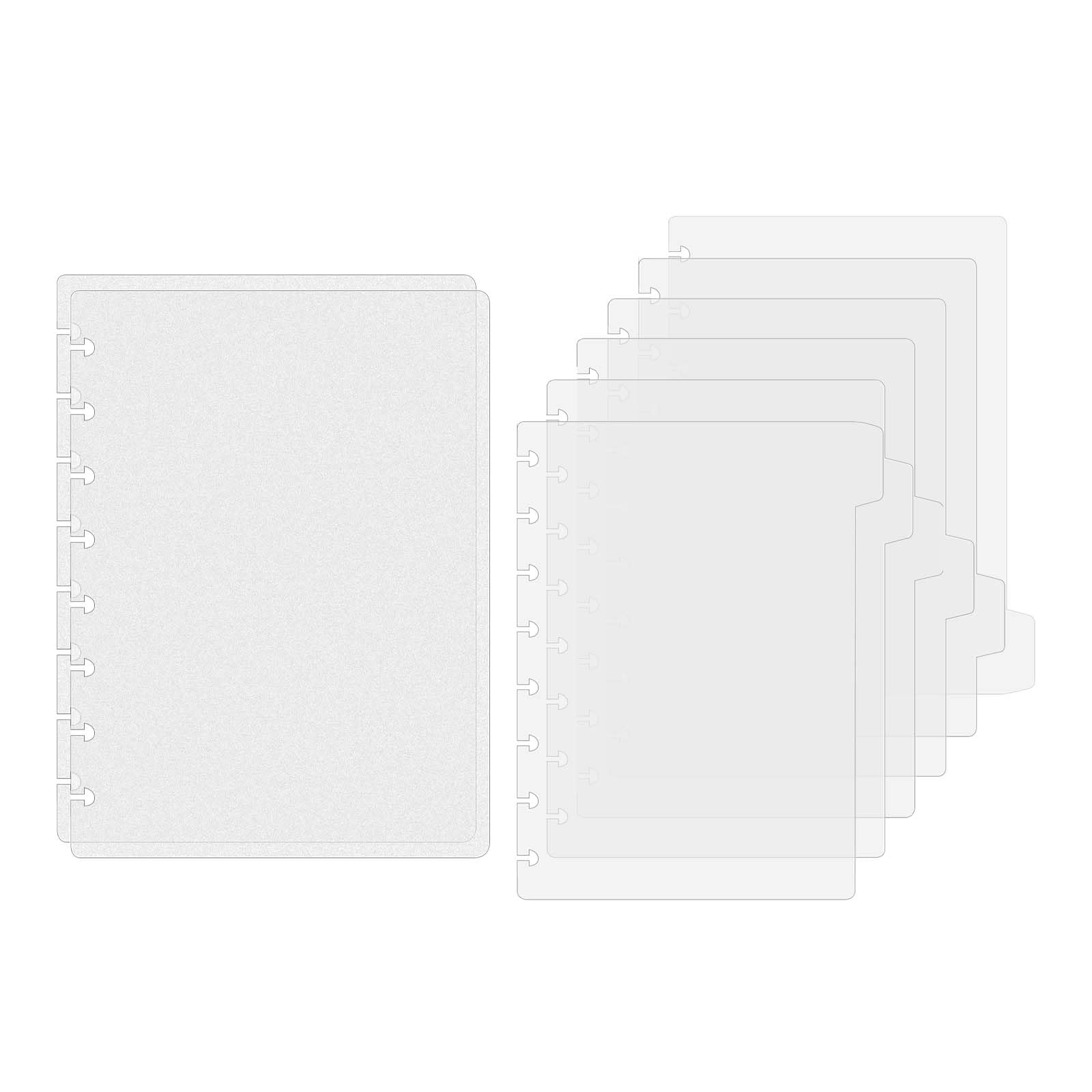 A5 8 Disc 6-Tab Dividers Discbound Notebook Cover Set 5.7"X8.2" Clear Plastic Index Dividers for Discbound Planner Accessories Supplies (Frosted Cover + Clear Dividers)