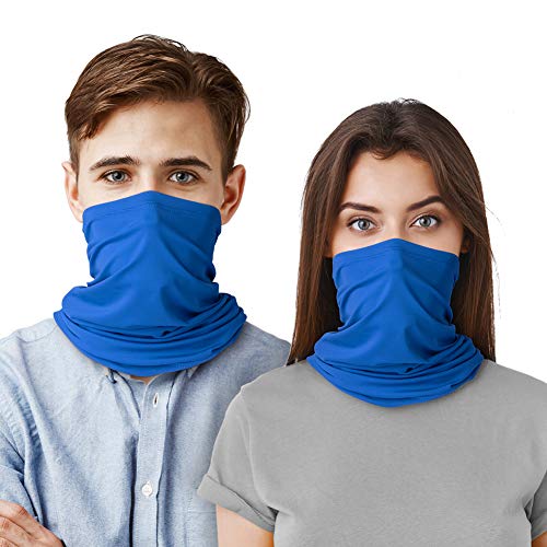 LUNGEAR 2PCS Pañuelos Cabeza Elastica Multifunción Bandana sin Costuras Bragas de Cabeza Turbante Pasamontañas Tubo Protección UV Polainas de Cuello para Ciclismo Moto Deportes al Aire Libre (Azul)