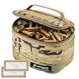 VOTAGOO GEAR Tactical Ammo Bag, Detachable Inner Space Ammunition Carrier Pouch with ID Patches Ammos Transportation Bag for Pistol Rifle and Shotgun Range(CP Camo)