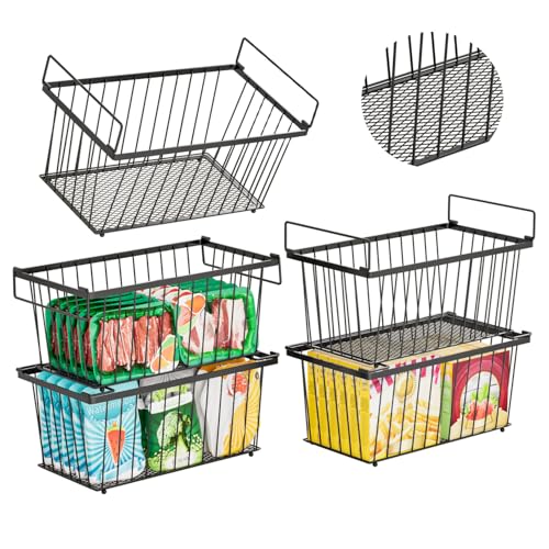 Image of ANJUBAN Enhanced Leak-Proof Bottom - Freezer Organizer Bins ，5 Pack Stackable Deep Freezer Organizer Bins for 7 Cu.FT Small Chest Freezer，Easy Get Bottom Foods without Digging