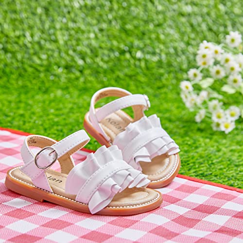 Image of Kolan Toddler Girl Sandals Open Toe Flat Princess Dress Shoes Little Kids