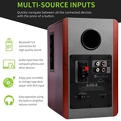 GOBRAN Singing Wood BT27 Enceintes d’étagère Bluetooth Actives avec contrôle et télécommande intégrés – Moniteur de Studio avec 2 entrées de Ligne auxiliaires – 54 Watts (Noyer) - Les Beatles, Paul McCartney, John Lennon, RIngo Starr, George Harrison GOBRAN Singing Wood BT27 Enceintes d'étagère Bluetooth Actives avec contrôle et télécommande intégrés - Moniteur de Studio avec 2 entrées de Ligne auxiliaires - 54 Watts (Noyer) – Image 6