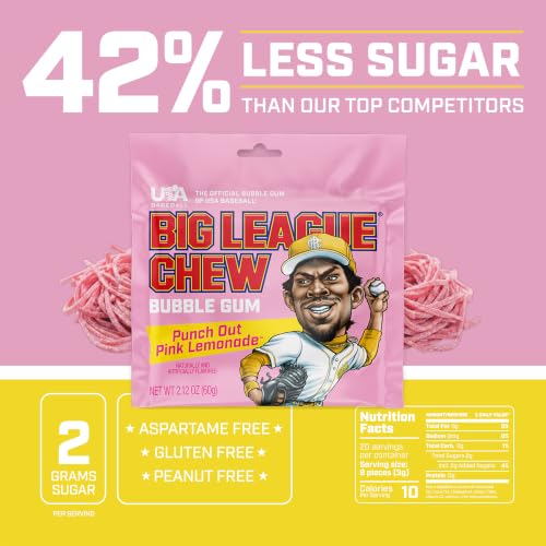 Big League Chew Pink Lemonade - Chewing Bubble Gum Pack of 3, 2.12 oz - image 2