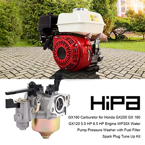 Hipa Gx160 Carburetor For Honda Gx200 Gx 160 Gx120 5.5 Hp 6.5 Hp Engine Wp30X Water Pump Pressure Washer With Fuel Filter Spark Plug Tune Up Kit #TOP1