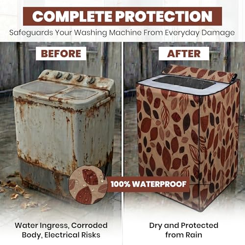 Image of DREAM CARE Waterproof & Dustproof Washing Machine Cover Top Load & Semi Automatic Suitable for 7 kg, 7.2 kg, 7.5 kg (83 x 95 x 51 cms)