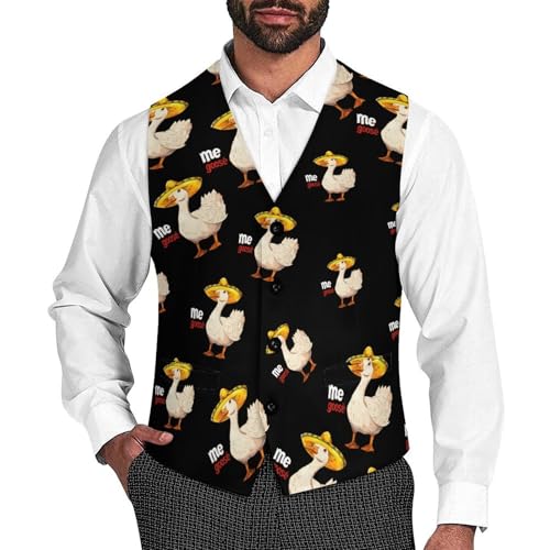 Me Goose Mexican Goose Novelty Men's Suit Vest Funny Formal Dress Vests Business Waistcoat