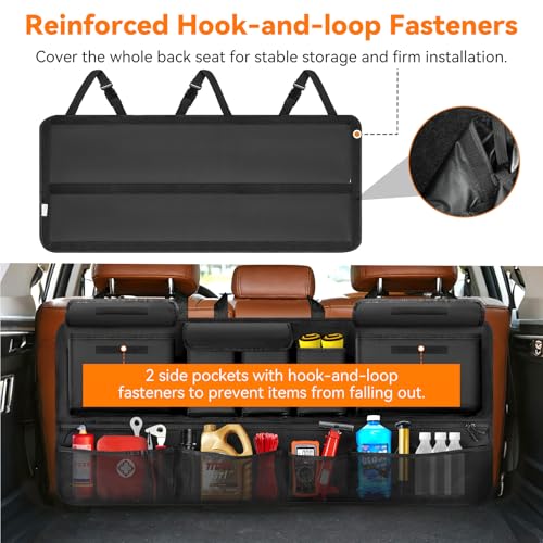 Trunk Organizer for SUV, 35.5" x 18.2" Large Capacity Car Organizers and Storage, Backseat Hanging Storage Bag with 10 Pockets, Adjustable & Waterproof Car Interior Accessories for SUV Truck MPV by Rhino Valley - Image 4