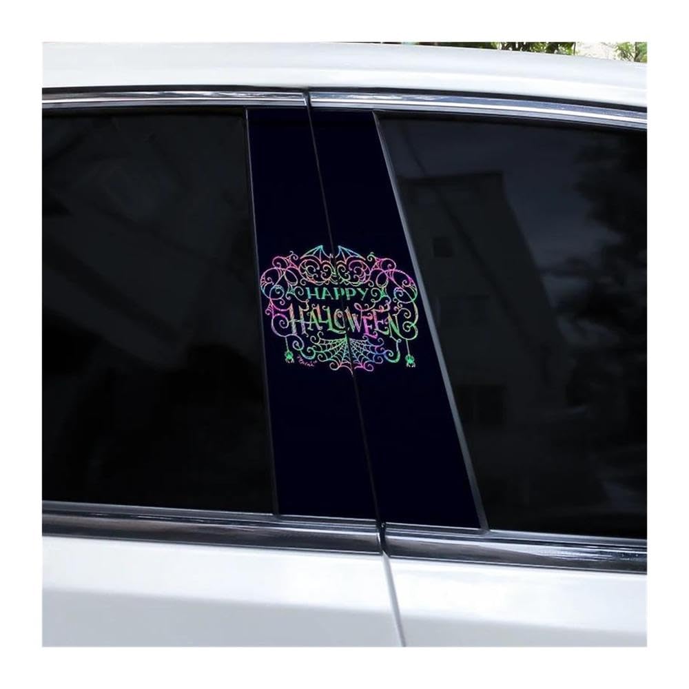 Decorative Items 2pcs Car Center Pillar Sticker Halloween Rhyme Auto B-Pillar Waterproof Protective Film
