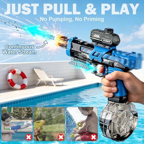 Altoance 2 Pack Electric Water Guns for Kids, Automatic Squirt Gun with LED Light & Sound, Fall Toys for Pool Beach Backyard, Fun with or Without Water, Indoor & Outdoor Fun for Boys Girls Ages 3+ - image 7