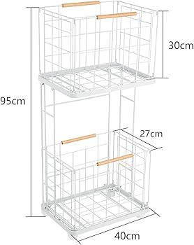 Amazon｜ランドリーラック ランドリーワゴン 洗濯かご 2段 キャスター