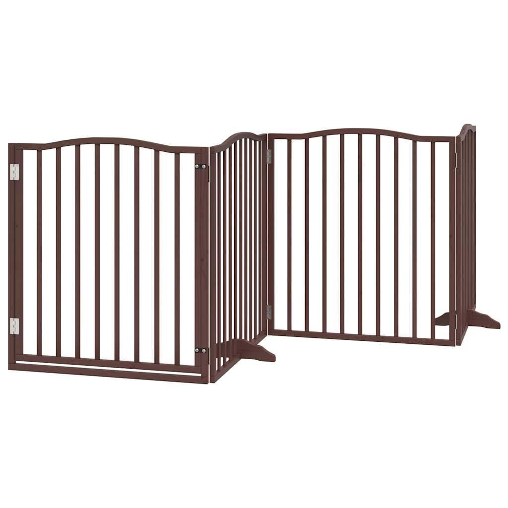 Homgoday Barrera para Perros,Barrera de Seguridad para Perros Mascotas,Puerta Seguridad Perros Puerta de Perros Plegable 6 Paneles Madera álamo marrón 480 cm