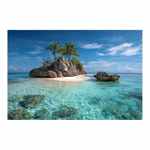 Pintura de paisaje marino en lienzo azul HUYEEI, posters decorativos de 40x60cm sin marco