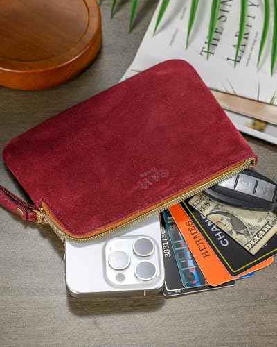 Image of Genuine Leather 4.5 x 6.5 Wristlet Purse for Women, Evening Wristlet Pouch Clutch Bag