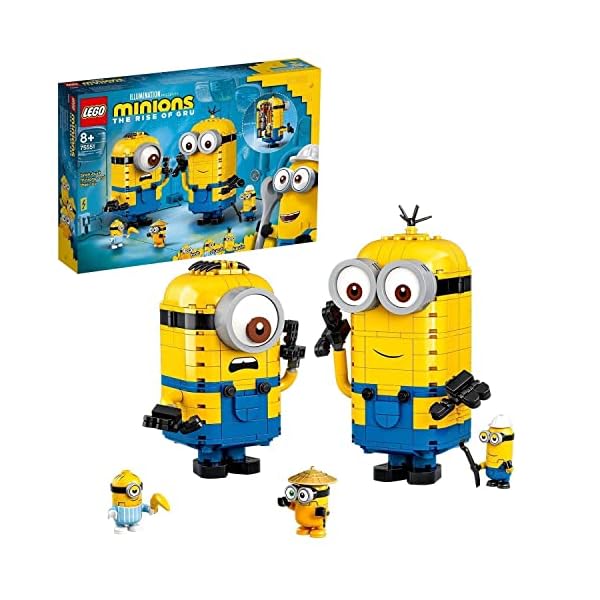LEGO-Minions-Personaggi-Minions-e-la-Loro-Tana-Set-di-Costruzioni-da-Esporre-con-Figure-di-Stuart-Kevin-e-Bob-75551