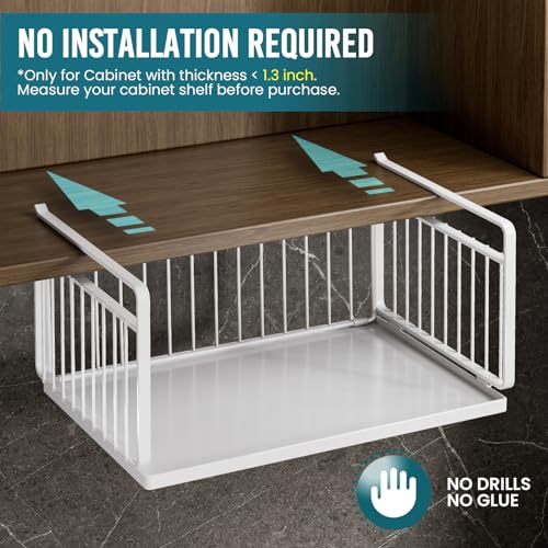 Image of TAILI Under Shelf Basket, Hanging Storage Baskets for Efficient Kitchen and Cabinet Storage - Hanging Organizer Racks, Slide-in Design for Pantry, Desk, and Bookshelf. Stylish Storage Solution(L)