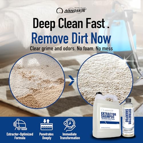 Nanoskin EXTRACTOR SHAMPOO Low Foaming Carpet Cleaner 1 Gallon - Machine Use Upholstery Cleaner, Stain Remover & Odor Eliminator on Rug Car Upholstery Carpets | For Automotive, Home, Office & More