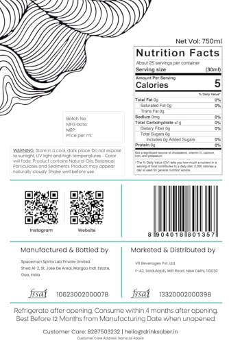 Image of SOBER Gin Alternative | 0.0% ABV Zero Alcohol Drink | Sugar Free Zero Calorie | Premium Non Alcoholic Gin with Juniper Citrus Herbal Notes | Alcohol Free Spirit for Mocktails & Tonic | 750ml