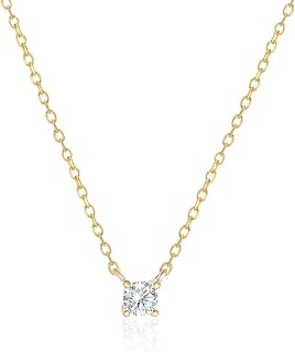 Kyerlyn Heart Shaped CZ Choker Necklace - Dainty 14K Gold Plated Cubic Zirconia Solitaire Pendant Necklace for Women, 17"+2" Chain Gift Box