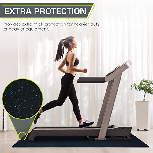 Image of ProsourceFit Rubber Top Exercise Puzzle Mat -inch, EVA Foam, Protective Interlocking Tiles for Home Gym Equipment and Workouts; Blue, 24 SQ FT, 6 Tiles