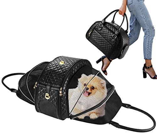 Dog-Purse-Carrier-for-Small-Dogs-2-Side-Expandable-Small-Dog-Carrier-Holds-Up-to-10lbs-PU-leather-Pet-Carrier-Cat-Carrier-Airline-Approved-Puppy-Purse-Carrier-for-Travel-Black-Small-Size - Cucciolini Doodles   Dog-Purse-Carrier-for-Small-Dogs-2-Side-Expandable-Small-Dog-Carrier-Holds-Up-to-10lbs-PU-leather-Pet-Carrier-Cat-Carrier-Airline-Approved-Puppy-Purse-Carrier-for-Travel-Black-Small-Size