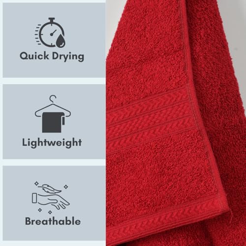 Image of Mafatlal Joy Bath Towel Large Size - Pack of 2 | 58 x 29 inch | Soft Cotton | Quick Dry | Highly Absorbent | 450 GSM | Green N Red