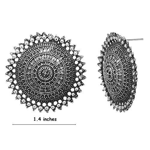 Shreyadzines Designer Oxidized Silver Stud Earrings for Women and Girls… - Image 5
