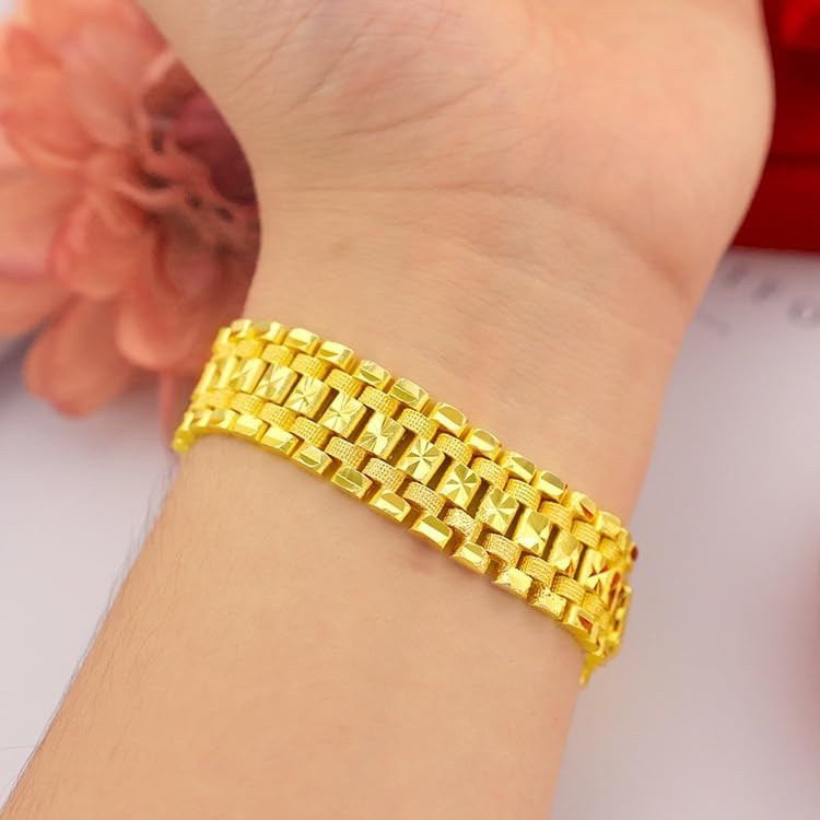 18k Gold Men'S Bracelet Exquisite Cuban Chain Tennis Bracelet Suitable For Men'S And Women'S Bracelets Valentine'S Day Gift 7.8 Inches - Image 2