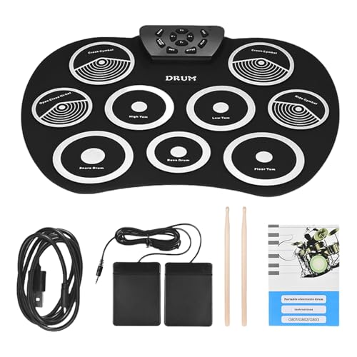 Kits de batería eléctrica para principiantes, digital, electrónica, plegable, plegable, para práctica, con pedales y baquetas