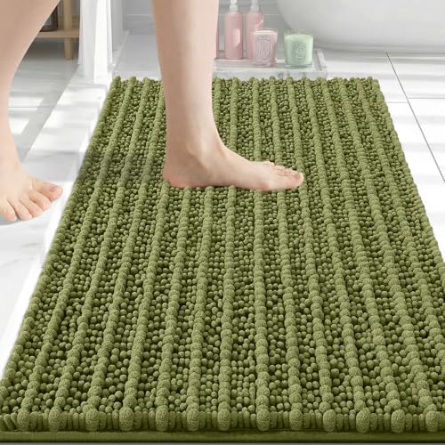 Image of Arotive Luxury Bathroom Rugs 30x20, Extra Soft Thick Absorbent Shaggy Chenille Bath Rugs, Machine Wash Dry, Bath Mats for Bathroom Floor, Tub and Shower, Home Decor Accessories, Willow Green