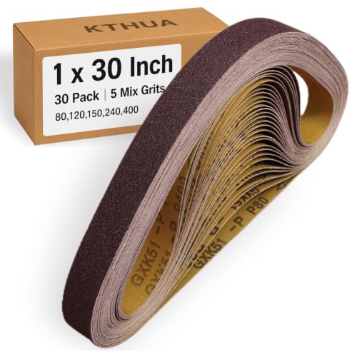 KTHUA 1x30 Sanding Belts 30 Pack 6 Each of 80 120 150 240 & 400 Grits