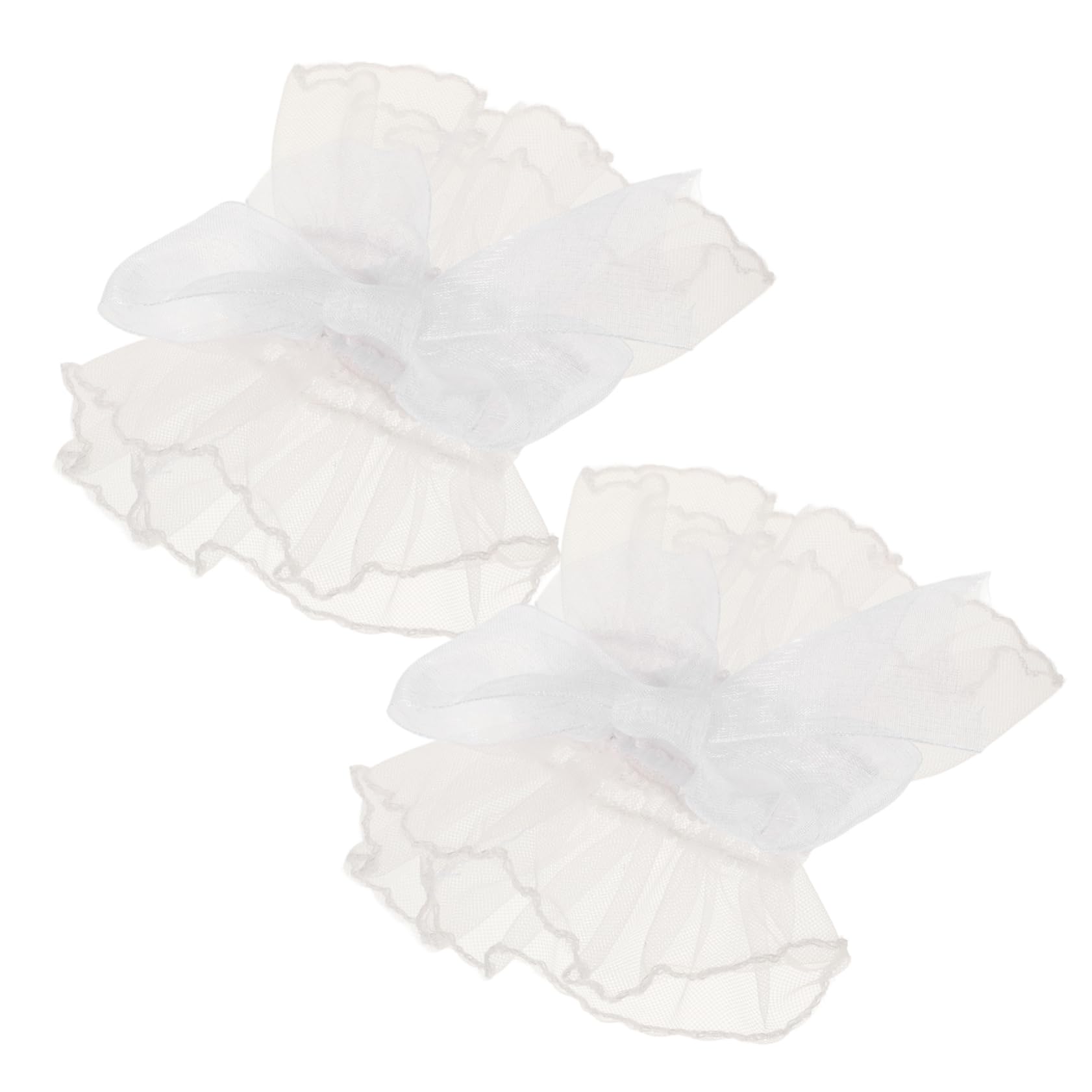 SAFIGLE Feminine Lace Wrist Cuffs Bow Design Elastic Short Tulle Gloves for Women