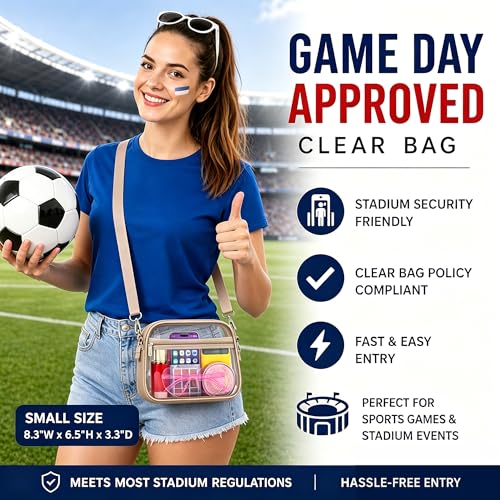 Image of Oraben Clear Bag for Stadium Events Clear Purse Stadium Bag Satchel Handbags for Sports Events Concerts Festivals | Stadium Approved