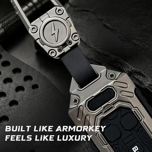 Image of Arika Car Key Cover Compatible with Suzuki Grand Vitara, Fronx, Jimmy, Ertiga, XL 6, Baleno, Brezza | 2 Button Smart Key Case | Waterproof Silicone and Metal KeyShell with Keychain