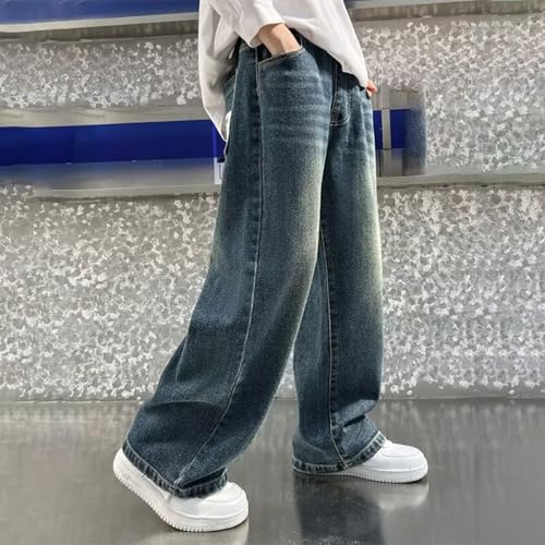 Boys Baggy Jeans Teens Kids Wide Leg Casual Elastic Waist Denim Pants with Pockets Fashion Trousers Streetwear3