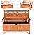 Safstar Outdoor Patio Bench with Storage Box, 33 Gallon Capacity, Wooden Frame, Eucalyptus Material, Natural Color, 42 x 23 x 35.5 Inches