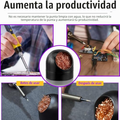 Miniatura 7 de Swpeet Limpiador De Puntas De Soldadura, Alambre De Limpieza Negro