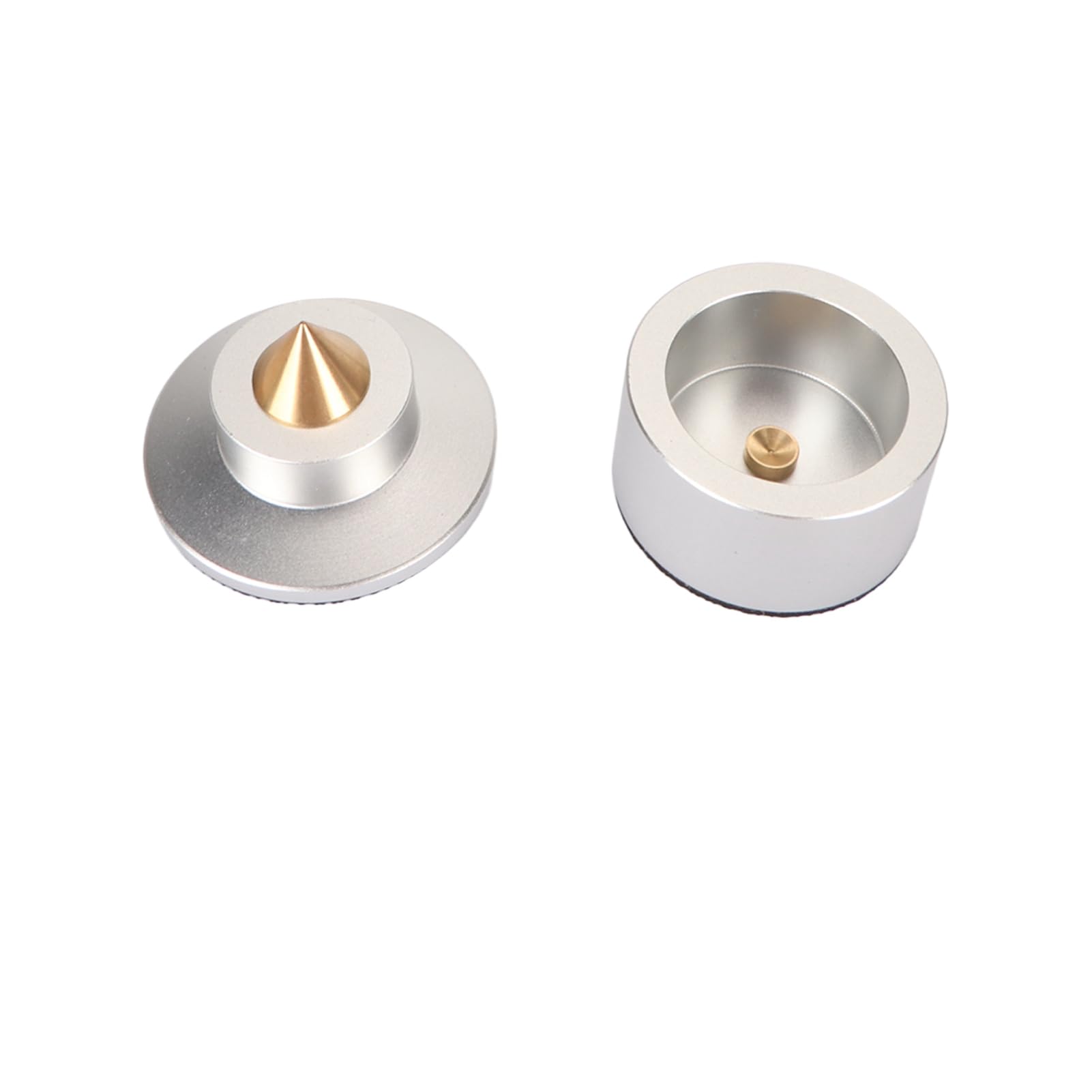 Piedini di isolamento per altoparlanti, ammortizzatore professionale e vibrazioni per qualità del suono HiFi, amplificatore, giradischi, lettore CD, lega di alluminio/rame, 4 pezzi (argento