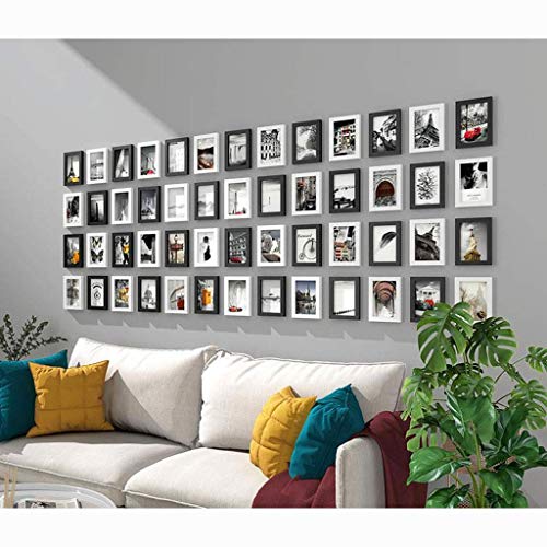 GJNVBDZSF Fotorahmen Rahmen Set mit 52 schwarzen Bilderrahmen Kombination Dekoration Sofa Hintergrundwand Weiß Hängende… – Bild 7