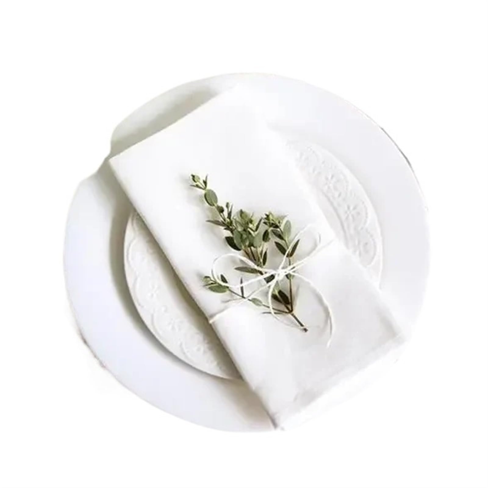 serviettes napkins 12Pcs Linen Fabric Napkin Table Dinner Napkins For Wedding Party 4 for dining wedding party everyday home(White 40x40cm)