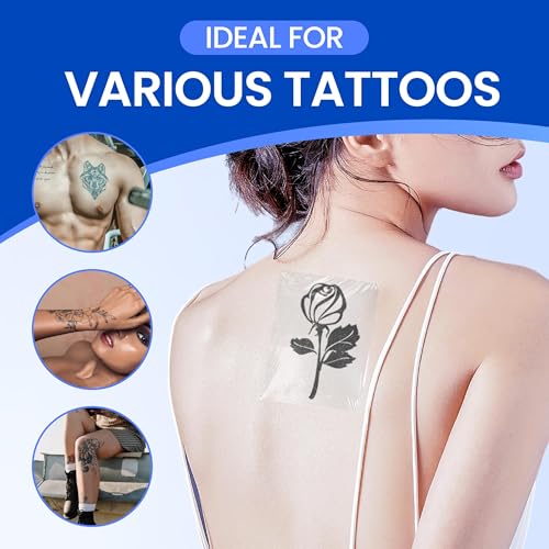 Image of Large Waterproof Bandages Clear Dressings Tattoo Tape Sensitive Skin Wounds Care, Transparent Film Dressing Adhesive Occlusive Patch for Post Surgical Use 4 inch x 4 3 /4 inch, 100 Packs