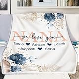 Pofily Personalized Grandparent Blanket, Custom Grandma Gift, Personalized Granny Blanket for Christmas, Grandparent Gift