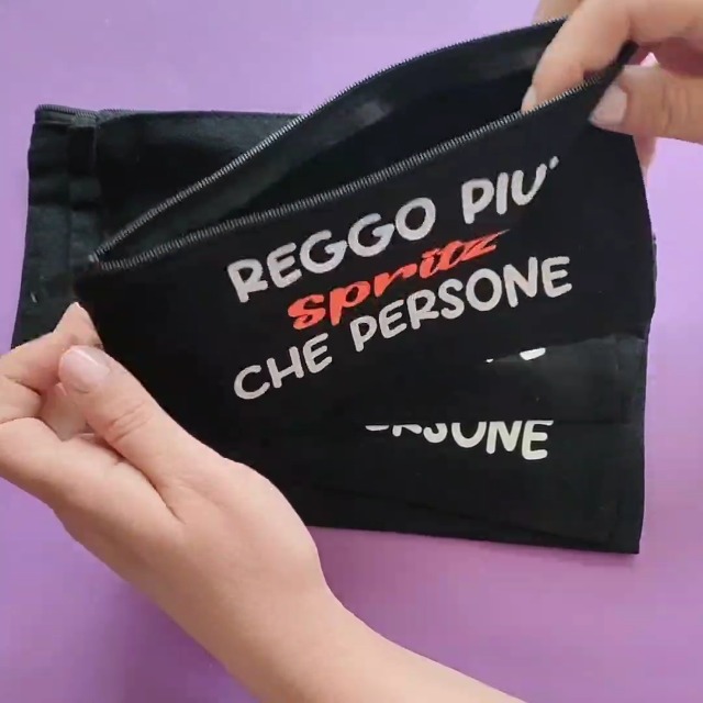 Pochette Reggo Più Gin Tonic Che Persone - Idea Regalo Divertente Per Amiche, Tela Nera 21x13cm, Con Cerniera - Per Accessori E Trucchi - Foto 3