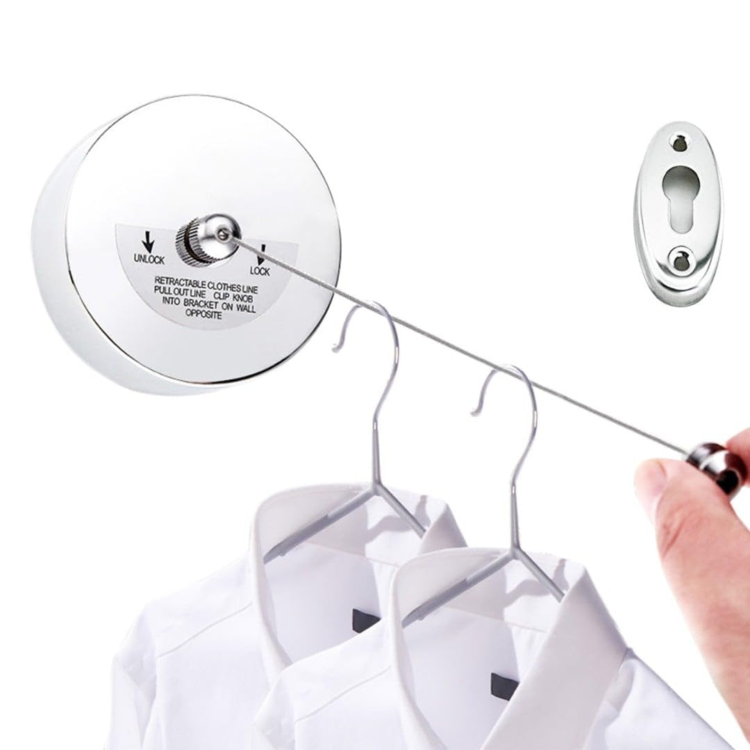 3 Meter Retractable Cloth Drying Rope for Balcony - Wall Mounted Heavy Duty Clothesline, Strong Nylon Clothes Hanging Wire/Line for Indoor & Bathroom (Kapde Sukhane ki Rassi)-image-37