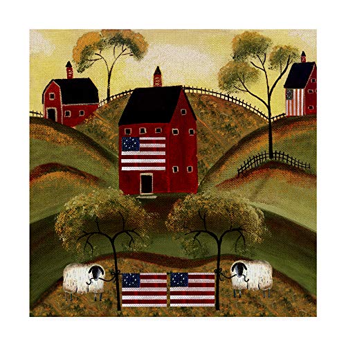 Trademark Fine Art 4Th July Sheep Red Barns by Cheryl Bartley, 14x14-Inch by Trademark Fine Art - Used condition - US$22.75