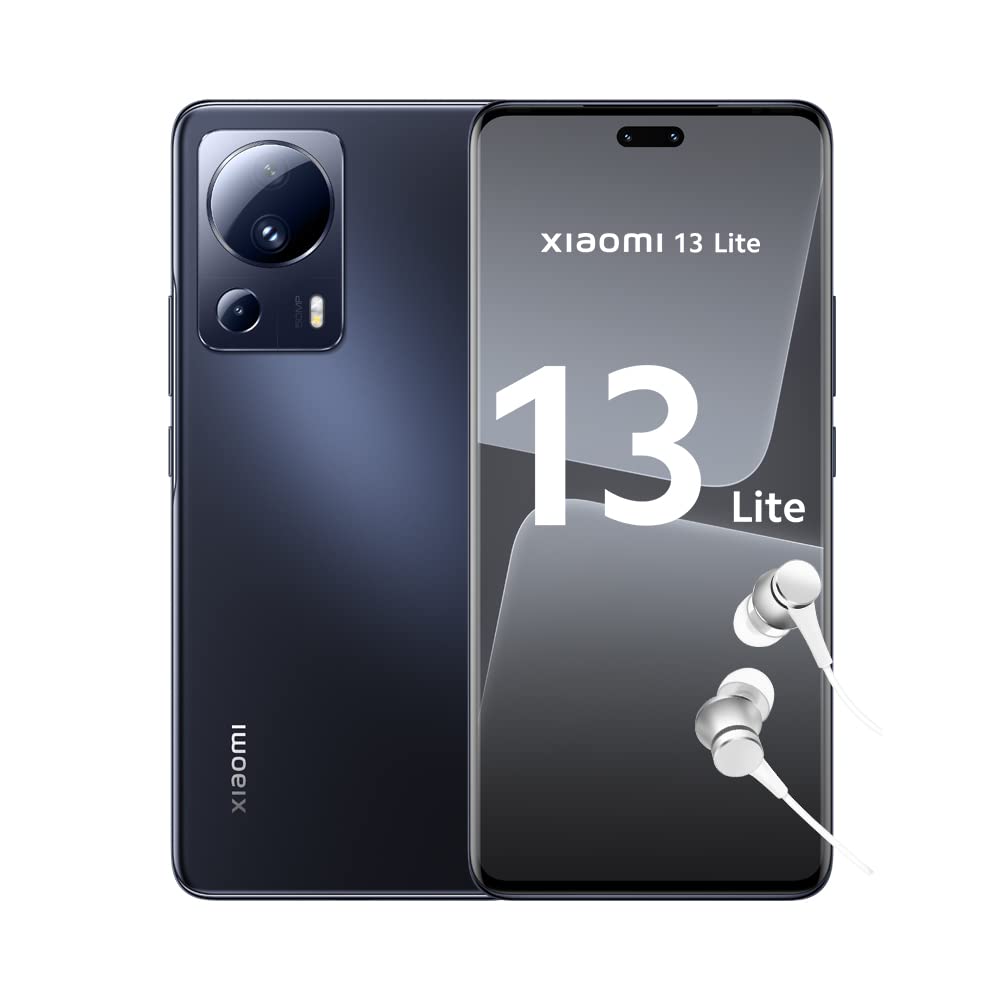 XIAOMI 13 Lite - Smartphone de 8+128GB, Pantalla de 6,55" AMOLED 120Hz, Snapdragon 7 Gen 1, Triple cámara de 48MP, 4500 mAh, Negro (Versión ES + 3 años de garantía)