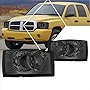 OE Factory Style Headlights Assembly Compatible with 05-07 Dodge Dakota Headlamps w/Smoked Lens Clear Corner