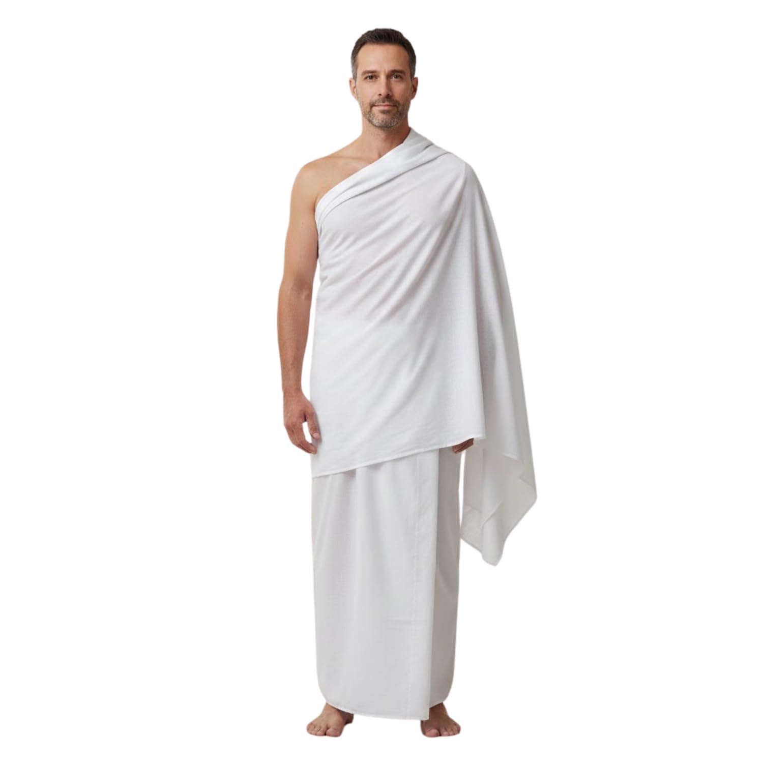 Taj Men's White Premium Ihram For 100% Percent Pure Cotton Ehram Hajj & Ummrah Ahram Essentials 2 Pieces Super Soft Hygienic Natural (115Cm X 230Cm)