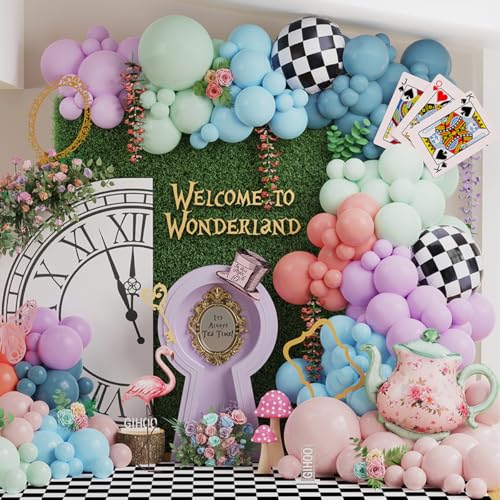 Wonderland Balloon Arch Garland Kit 155pcs Pastel Balloons with T...