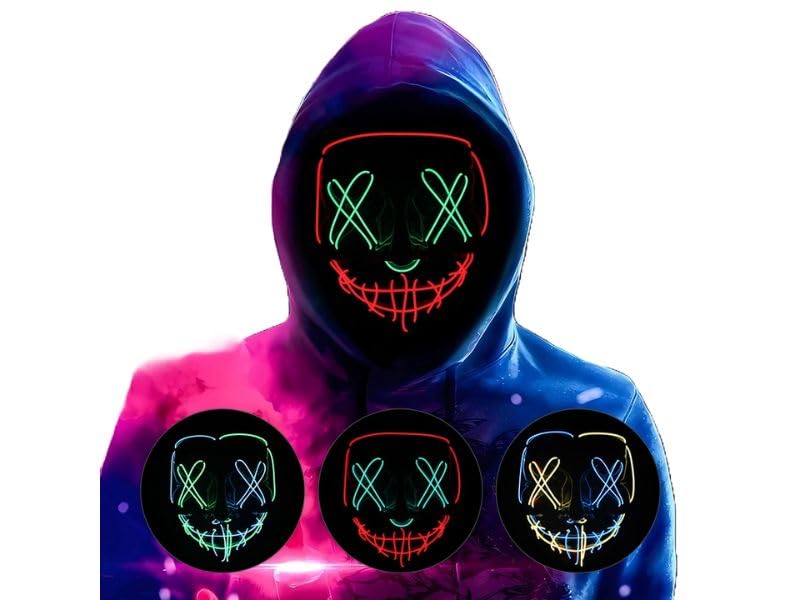 Image of LED Light Up Mask for Halloween, Neon, and Bachelor Party Decoration