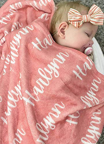 Personalized Baby Blankets for Girls with Name. Custom Monogram Name Blanket from Your Names. Custom Name Blanket to My Daughter from Mom & Dad. Gift for New Born Baby Baptism, Christmas, Thanksgiving